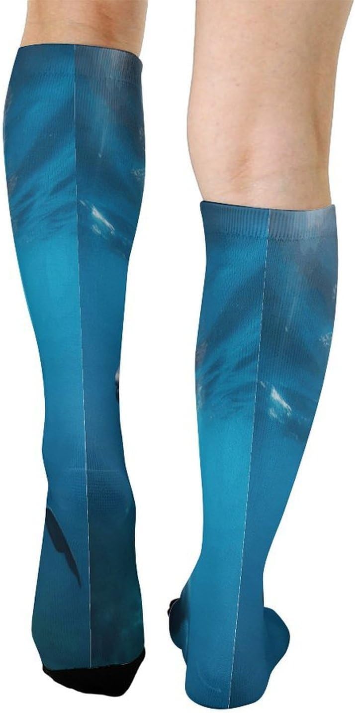 Dolphins in The Ocean Compression Sock Circulation Support Socks Lightweight Knee High Tube Sock Over-The-Calf Sock for Adult