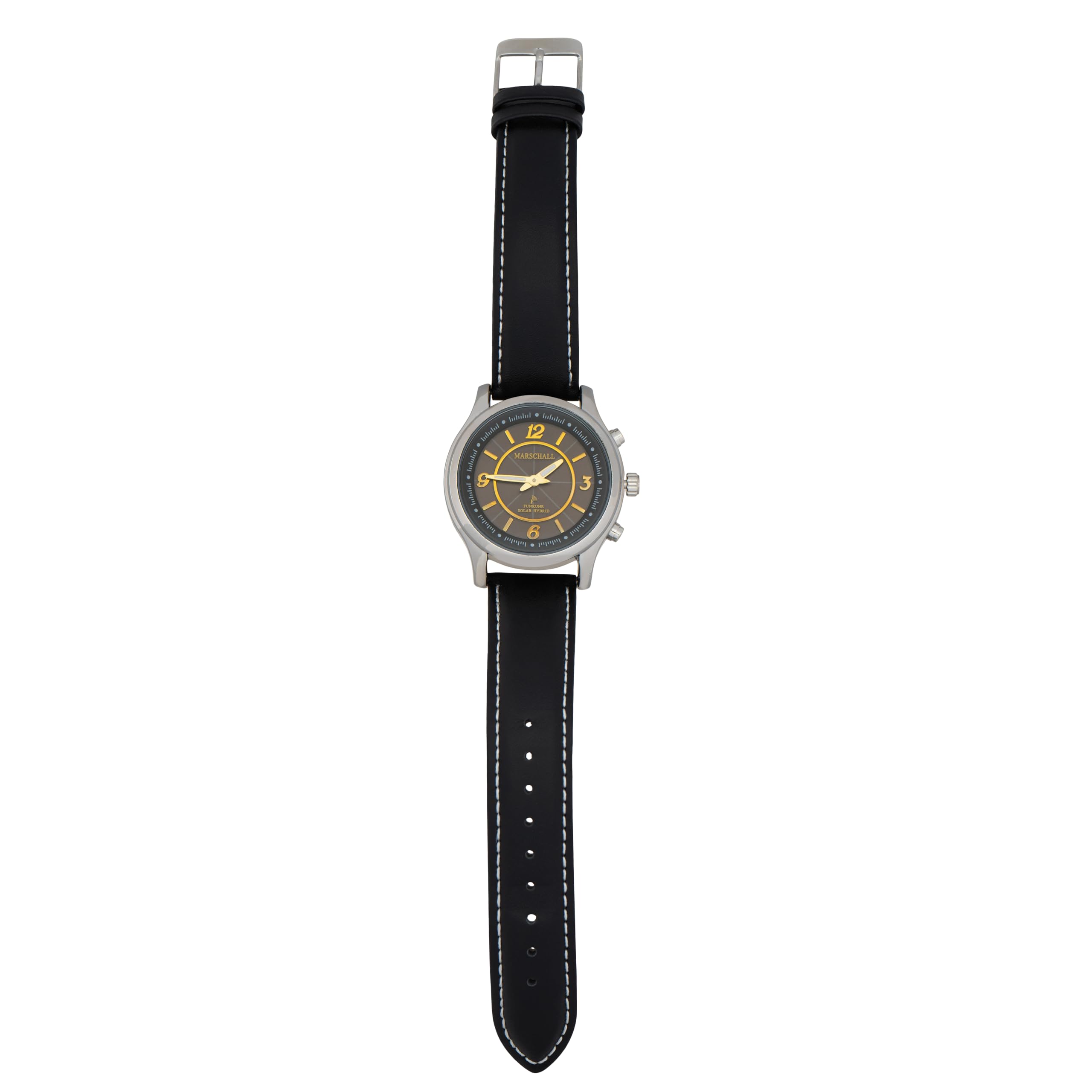 Marschall Deutsch sprechende Damen Armbanduhr I Mit Solarpanel I 1148sl I Funkarmbanduhr I Für Blinde, Senioren und Demenzkranke I Datum- und Zeitansage I Lederarmband