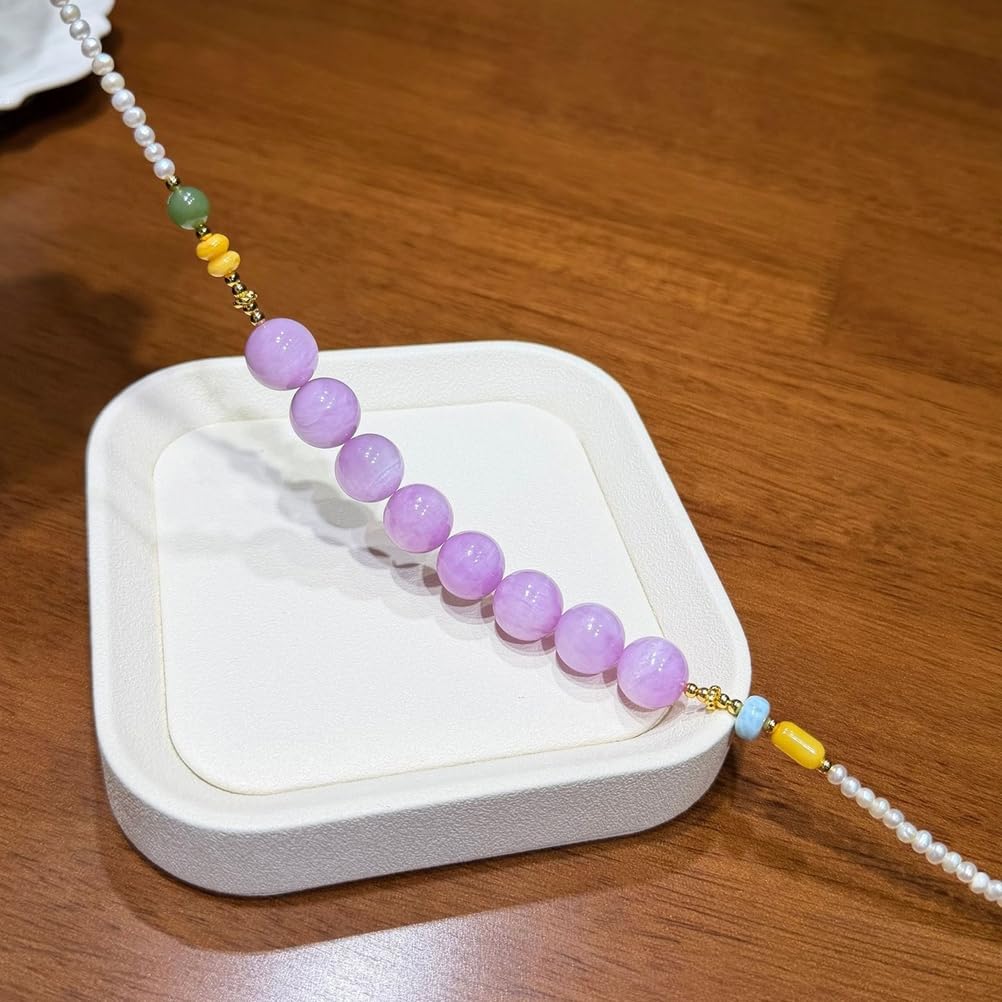 Collar de Cristal Sencillo y único para Mujer, Gargantilla de Cuentas de kunzita Natural, joyería de Moda Hecha a Mano con Cuentas, Regalo de meditación