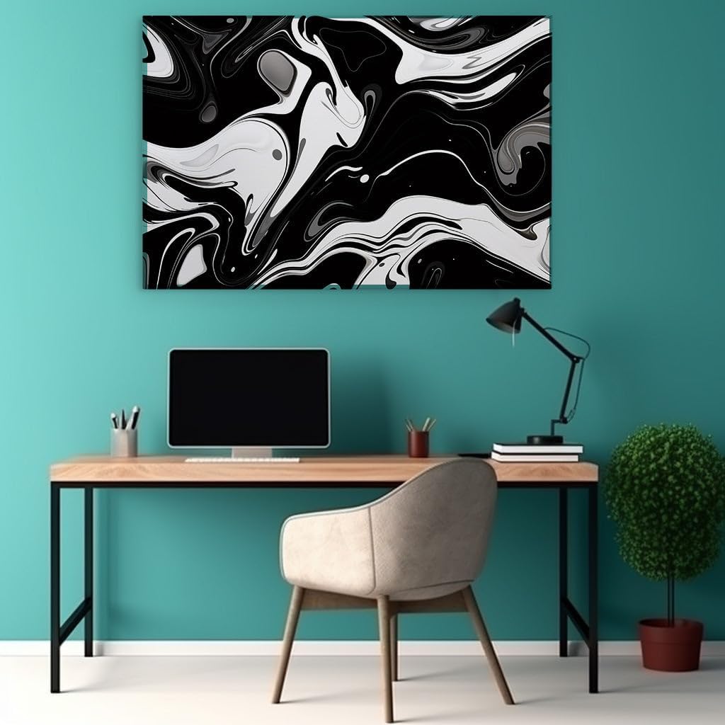 Canvas for Living room. Interplay of Shadows and Light: Exploring the Dynamic Contrast in Abstract Artistry, 27 x 18 inch Canvas Wall Art - Contemporary Masterpieces - Modern Home Decor