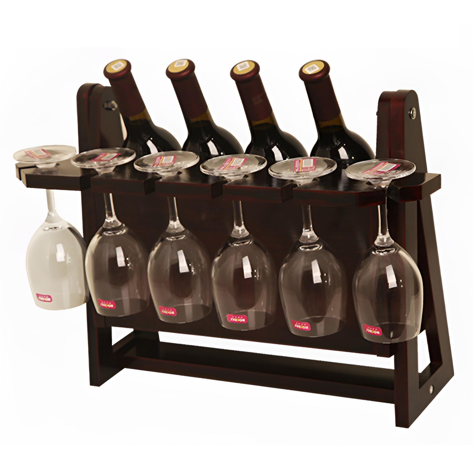 Support de comptoir pour verres à vin et bouteilles en bois noble, esthétique soignée pour salon