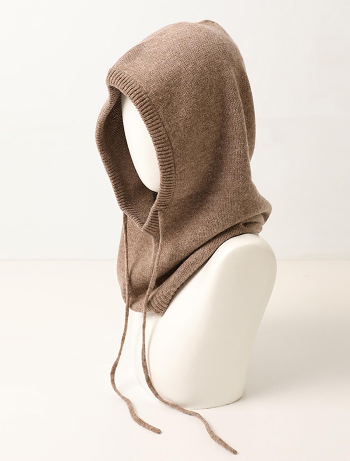 Unisex Pasamontañas Sombrero Bufanda con Capucha, 10% Cachemira y 90% Lana, Invierno de Punto Suave Gorro Beanie Tubo Bufanda 2 en 1 para Mujer Hombre, Moda Cálido Calentador de Cuello Coffee F