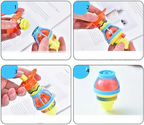 Miniatura 6 de Rushbom 12 piezas de camisetas giratorias iluminadas para niños, juguetes giratorios con luces LED intermitentes, giroscopio novedoso para