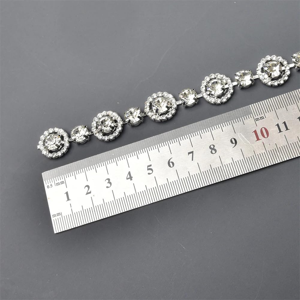 Kryształowy łańcuszek z kryształkami, Naszywka z kryształkami, łańcuszek z kwiatowym wzorem, kryształki, różne rozmiary(Style 1,45cm long)