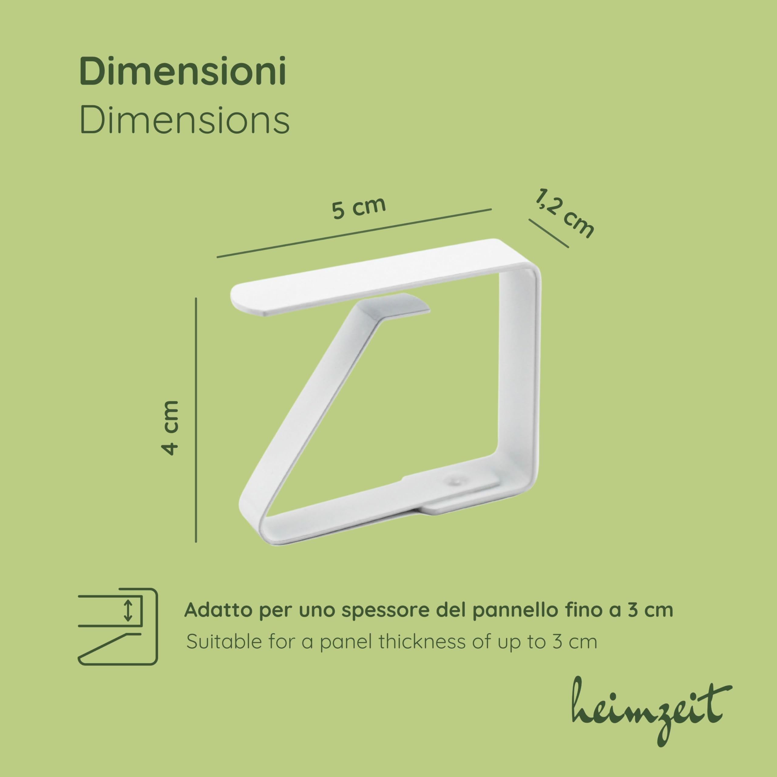 Ferma Tovaglia da Tavola in Acciaio Inossidabile di Alta qualità [6 Pezzi, 4 cm] Colore: Bianco, Fermatovaglia per Esterni e Interni, Clip per Tavoli con Uno Spessore Massimo di 3 cm