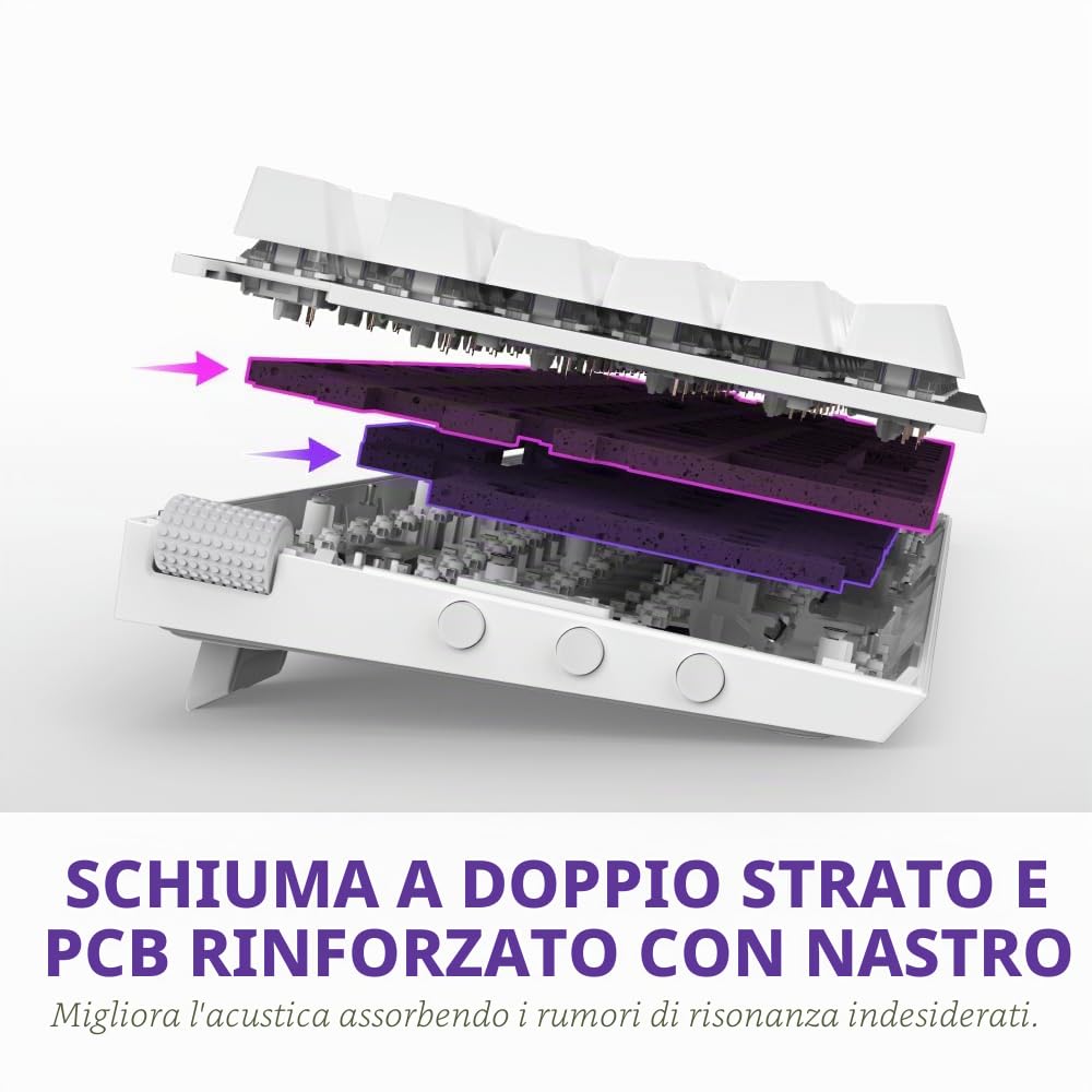 NZXT Function 2 MiniTKL 2024 - Tastiera da gioco ottica Tenkeyless - RGB illuminato - Frequenza di query 8K - Commutatori opt lineari - Scatto regolabile - Hot-Swap - Bianca DE (QWERTZ)