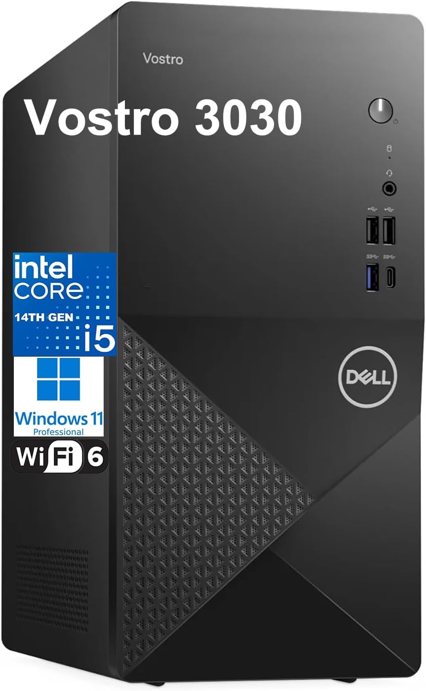 Dell Desktop Computer for Home & Business – 3030 Tower Desktop PC, Intel Core i5-14400 (Beat i7-13620H), 32GB DDR5 RAM, 1TB PCIe SSD, WiFi 6, Bluetooth, DisplayPort, HDMI, Type-C, Windows 11 Pro Dell Desktop Computer for Home & Business – 3030 Tower Desktop PC, Intel Core i5-14400 (Beat i7-13620H), 32GB DDR5 RAM, 1TB PCIe SSD, WiFi 6, Bluetooth, DisplayPort, HDMI, Type-C, Windows 11 Pro