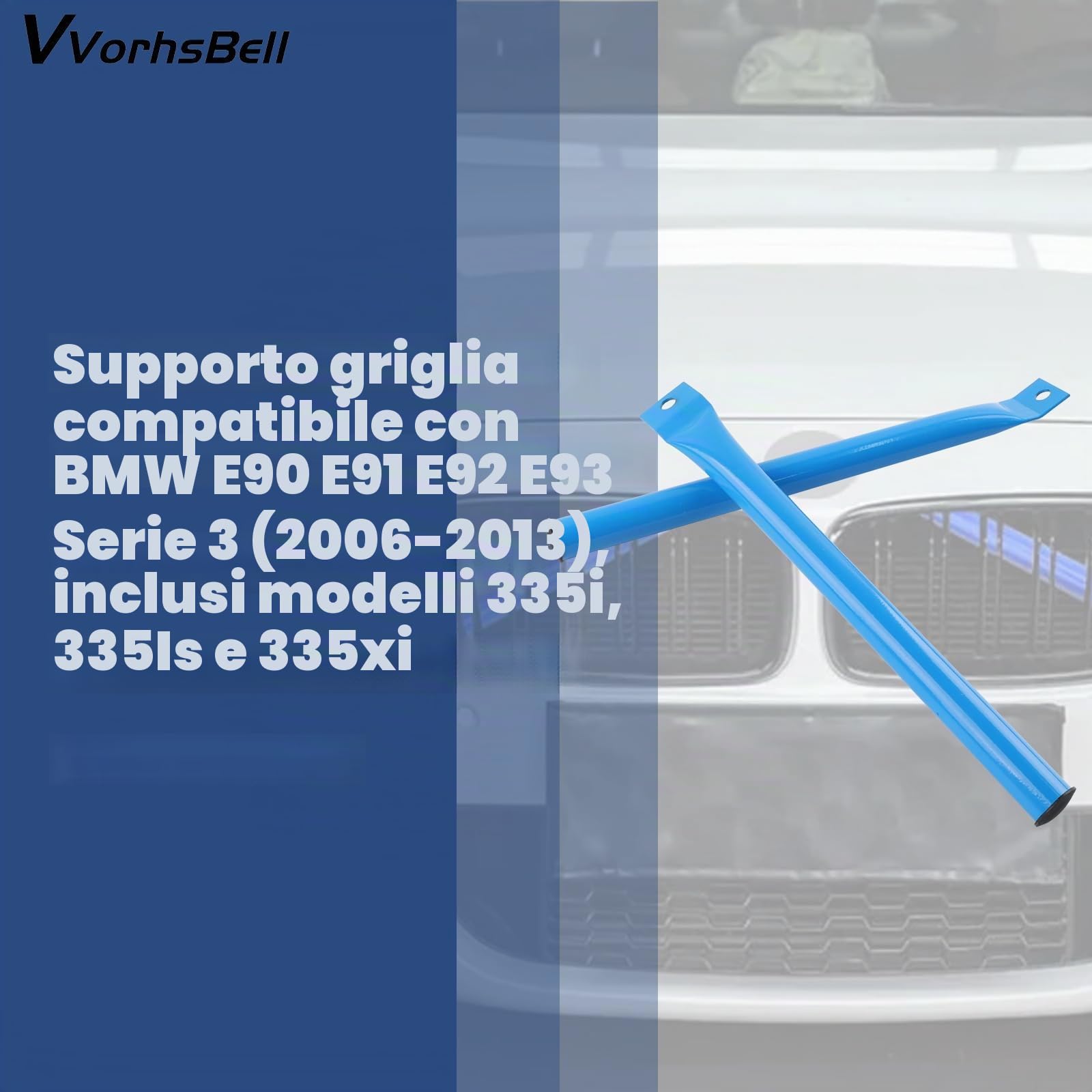 Griglia anteriore V barre di staffa compatibili con modelli BMW E90 E90 E91 E92 E93 3 Serie 335i, 335is e 335xi Supporto per griglia anteriore in polvere