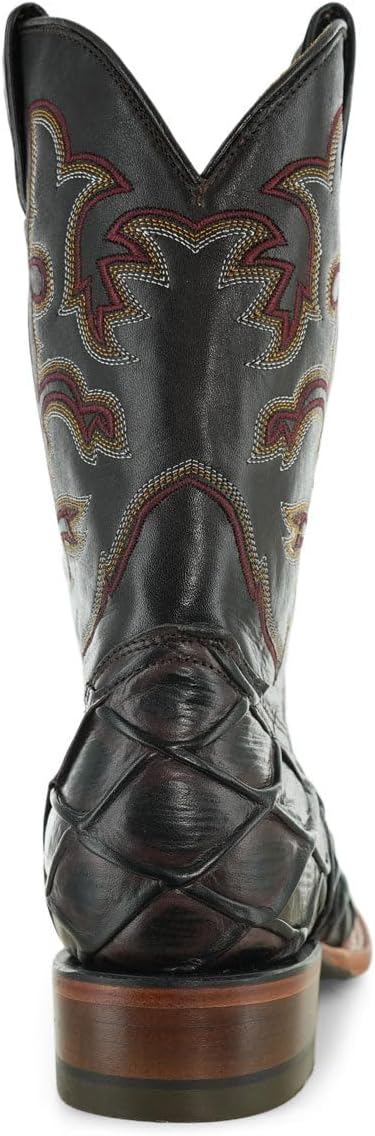 Soto Boots Men's Pirarucu Print Square Toe Cowboy Boots H4022