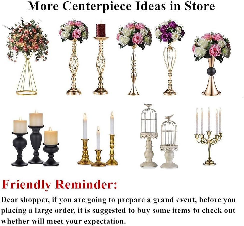 Sziqiqi Trumpet Floral Centerpiece Riser Stand for Wedding Reception Centerpieces Party Event Anniversary Birthday Decoration Flower Arrangement Pack of 2, Gold 14in