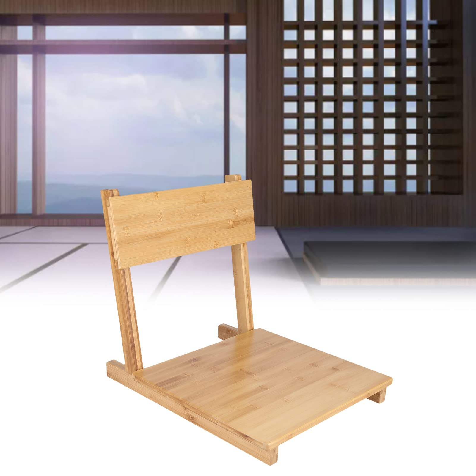 Garosa Chaise de Sol en Bambou Style Japonais sans Jambes Portable avec Support de Dos pour Meditation Salon Fenetre Idéale Espace Petit Relaxation Lecture