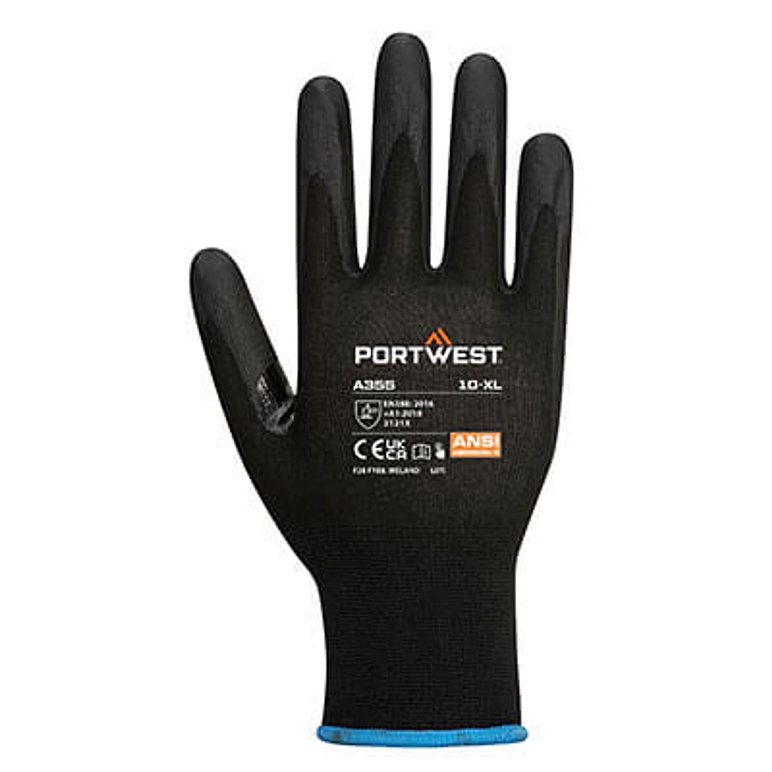 Portwest Lot de 12 paires de gants pour écran tactile en mousse nitrile NPR15 Noir M - Taille 8 - Gants de travail