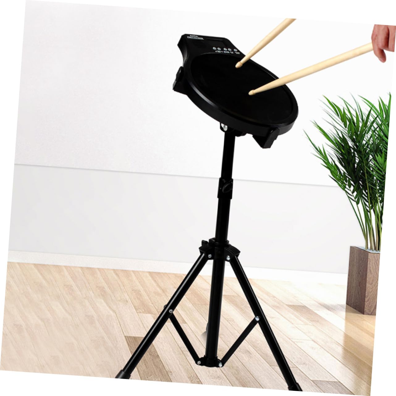 Support Réglable pour Pad de Pratique 12 Pouces en Fer Noir | Caisse Claire et Usage Personnel ou Professionnel, Format Portable, Structure Abs, Adapté à Différentes Tailles