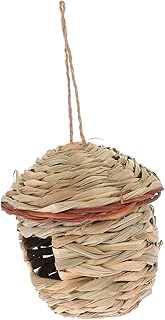 Happyyami Woven Straw straw bird's nest outdoor bird cage home decoration embellishments for crafting hummingbird bird coop Handmade Birds Nest Weaving Birds Nest Bird Supply