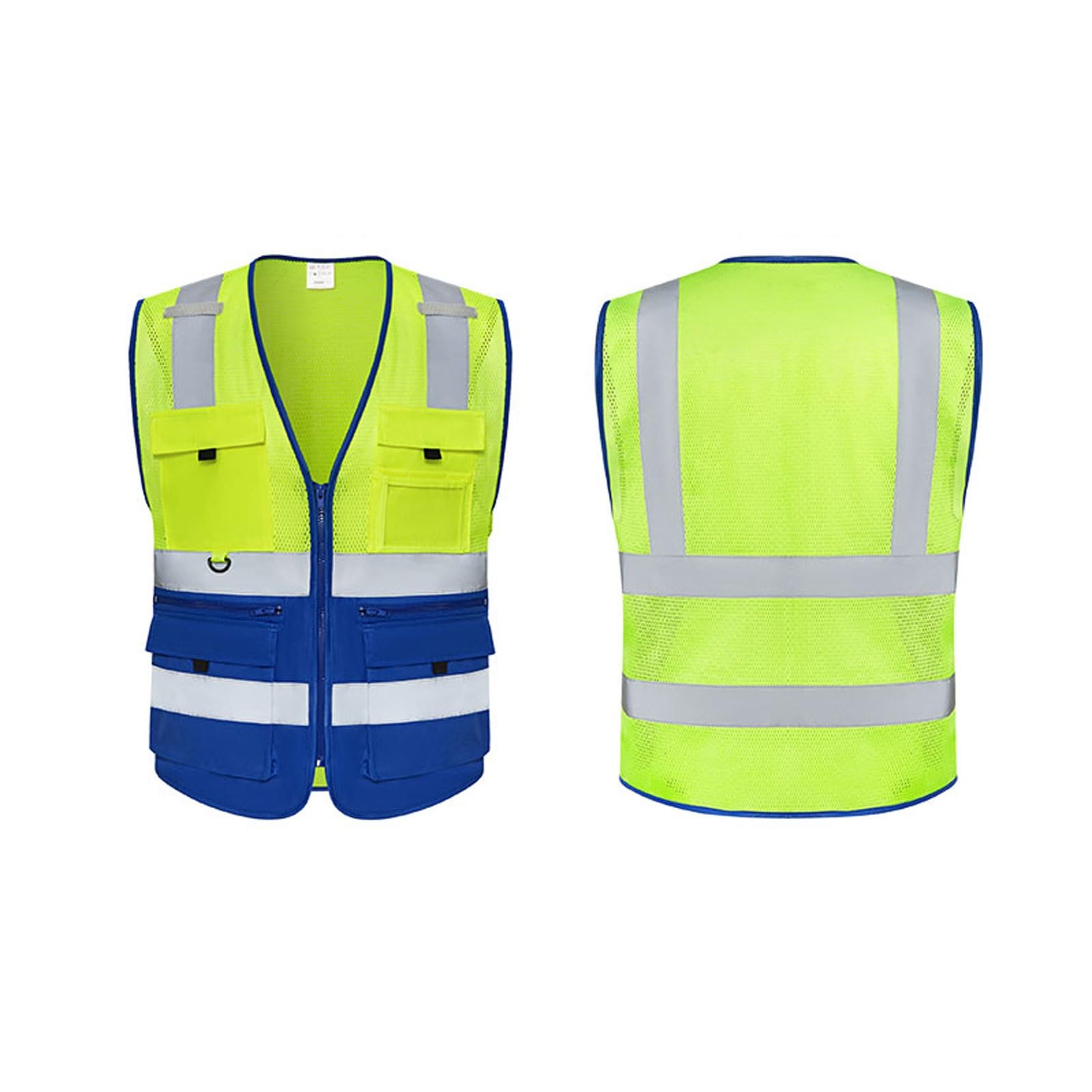 Chaleco de seguridad de alta visibilidad for hombre, con múltiples bolsillos y cremallera, ideal for uniformes de construcción e ingeniería, con equipo reflectante. chaleco reflectante