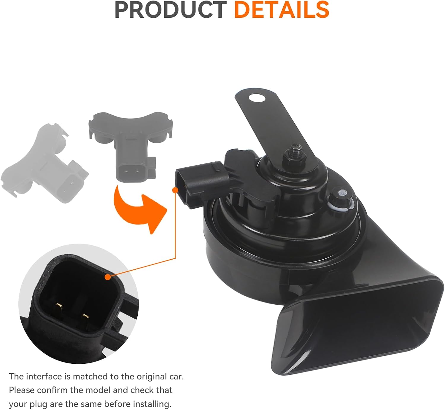 GAMPRO 128dB Dual Tone Electric Snail Horn for Ford - Super Loud High & Low Pitch, 12V Direct Replacement