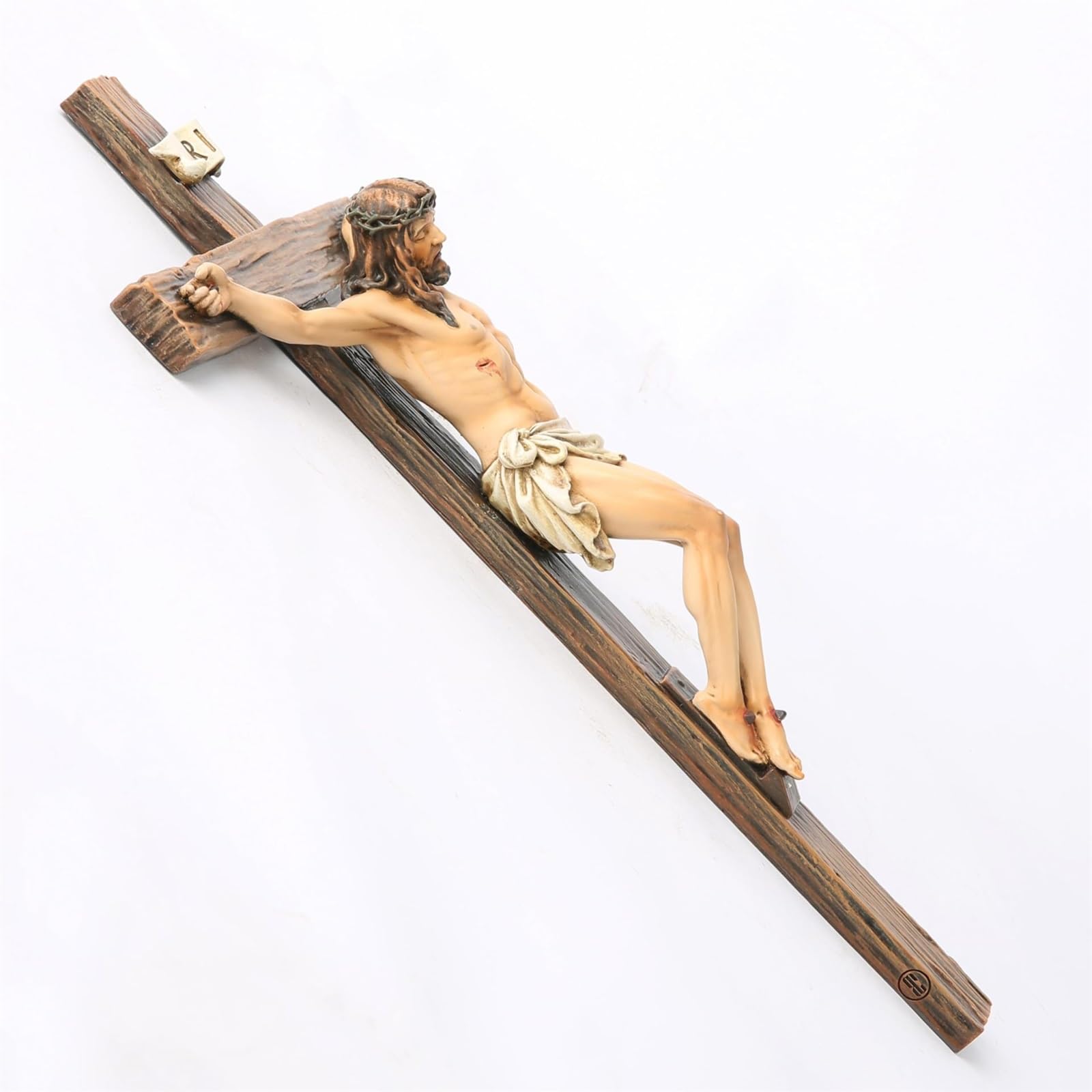 ESSECMBS Jesus Crucifix Statue Cross Decoration Praying Religious Figurine Christ Catholic Display Resin Tabletop Home Decor (Multicolor - Image 3