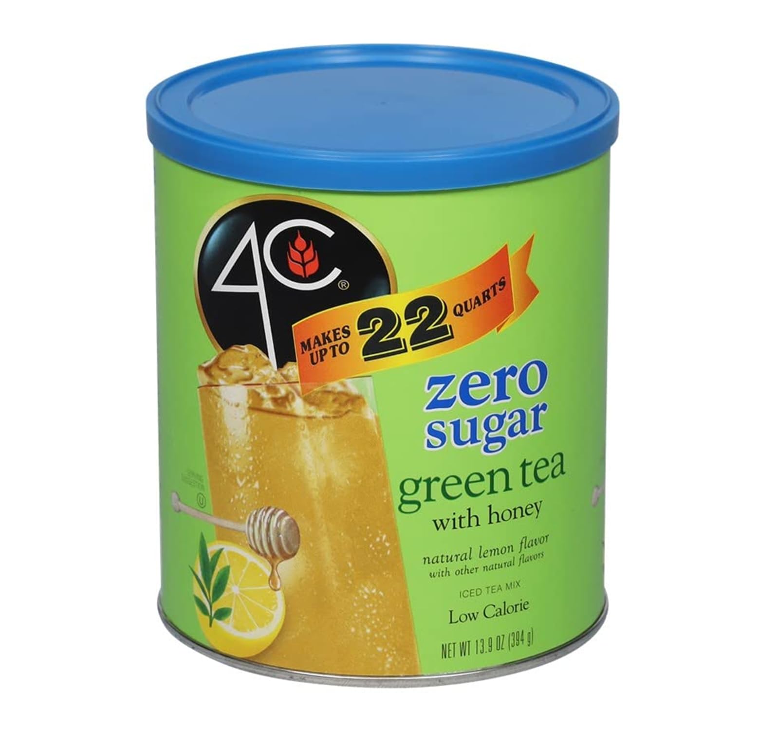 Zero Sugar Powdered Drink Mix Cannisters, Green Tea 1 Pack, 22 Quarts, Family Sized Cannister, Low Calorie, Thirst Quenching Flavors