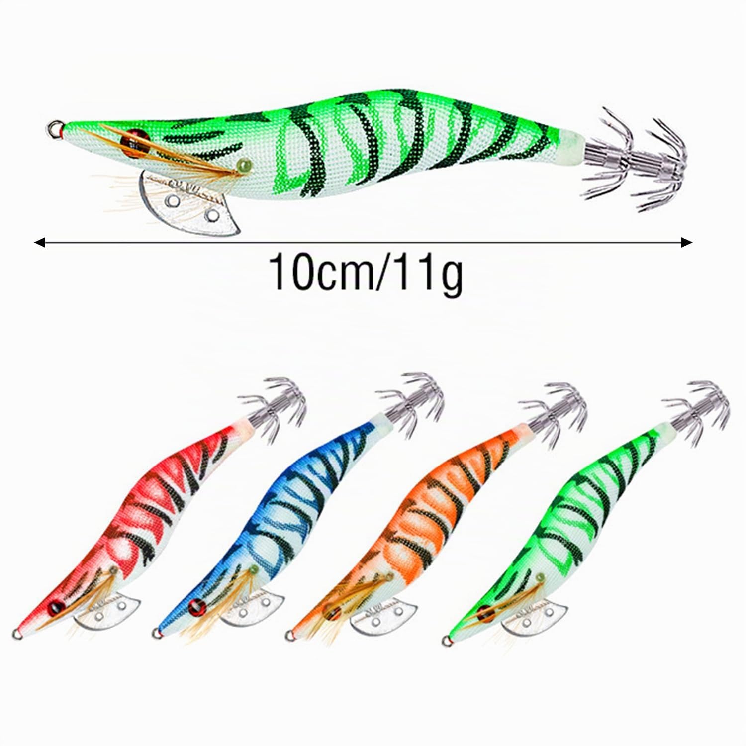 MagiSel Esche luminose pesca seppie, 4 Pcs esca per la pesca di calamari polpo esca per gamberetti, Ami per calamari di gamberetti, Esca per calamari di gamberetti, Esca per gamberetti esche