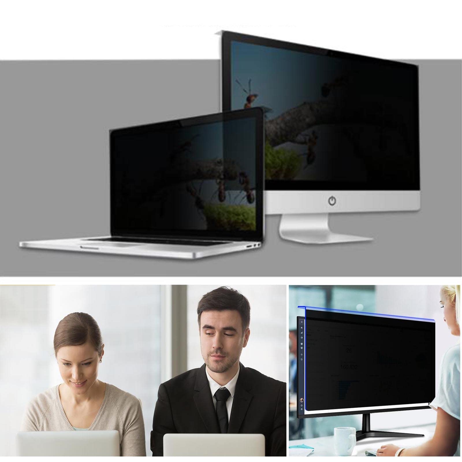 LIGUOYI Colgando Filtro De Privacidad para Portátiles, Ordenador Monitor Protector De Pantalla Antis Luz Azul, Antis UV, Antimicrobiano, Antis-Reflejos, Filtro De Pantalla Desmontable