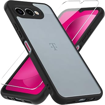 for T-Mobile Revvl 8 /T Phone 3 Case with Screen Protector, Matte Translucent Back Cover,Slim Fit and Lightweight Design. Black