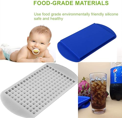 Miniatura 3 de Pequeña forma cuadrada flexible congelada 160 bandejas Mini moldes de silicona para cubitos de hielo sin tapas (verde)