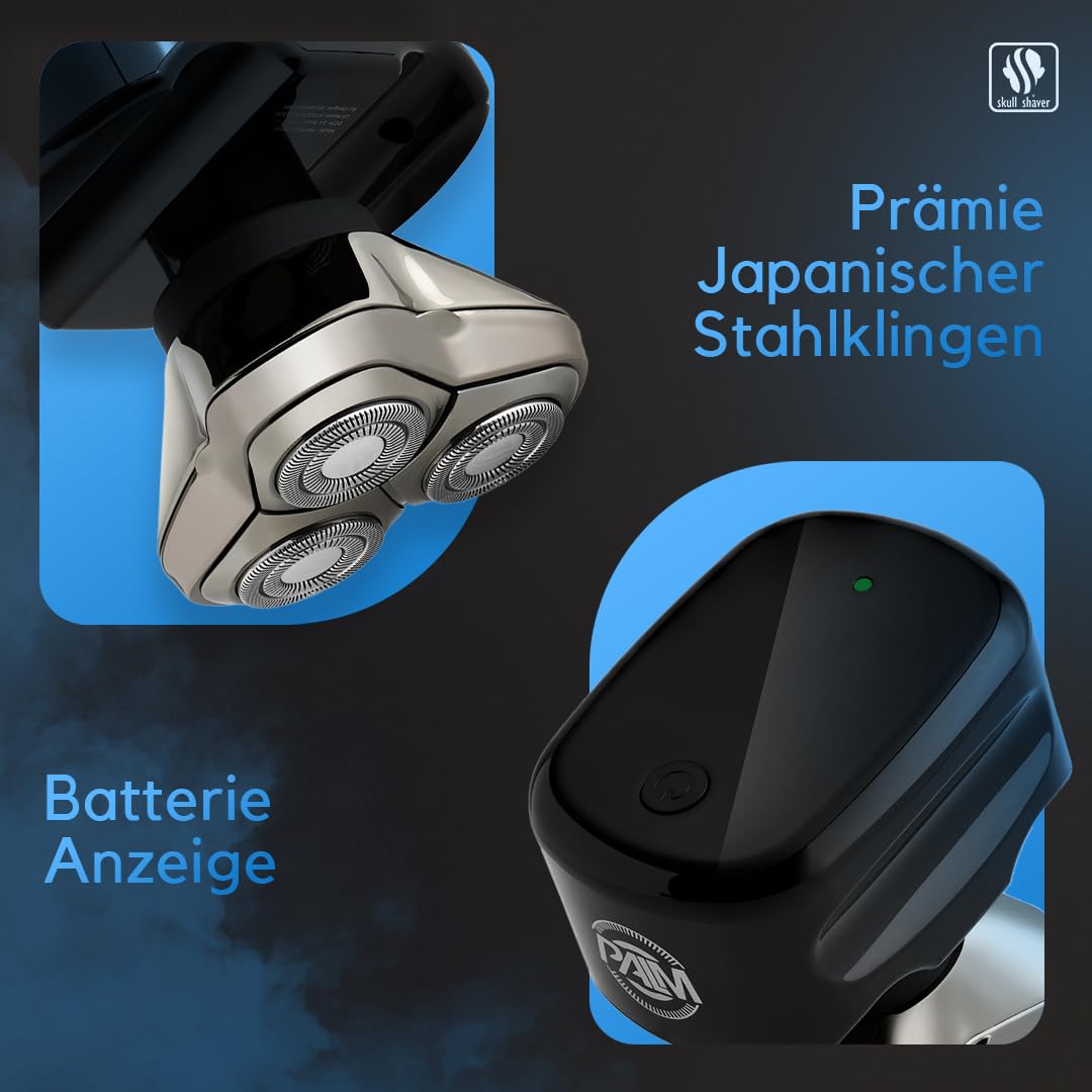 Skull Shaver Palm Afeitadora para Cara y Cabeza – Inalámbrica, Recargable, Uso en Seco y Húmedo – Afeitadora Eléctrica para Hombres, Carga USB – Kit de Cuidado Masculino | Inalámbrica, Recargable, Uso en Seco y Húmedo, Afeitadora Eléctrica para Hombres, C