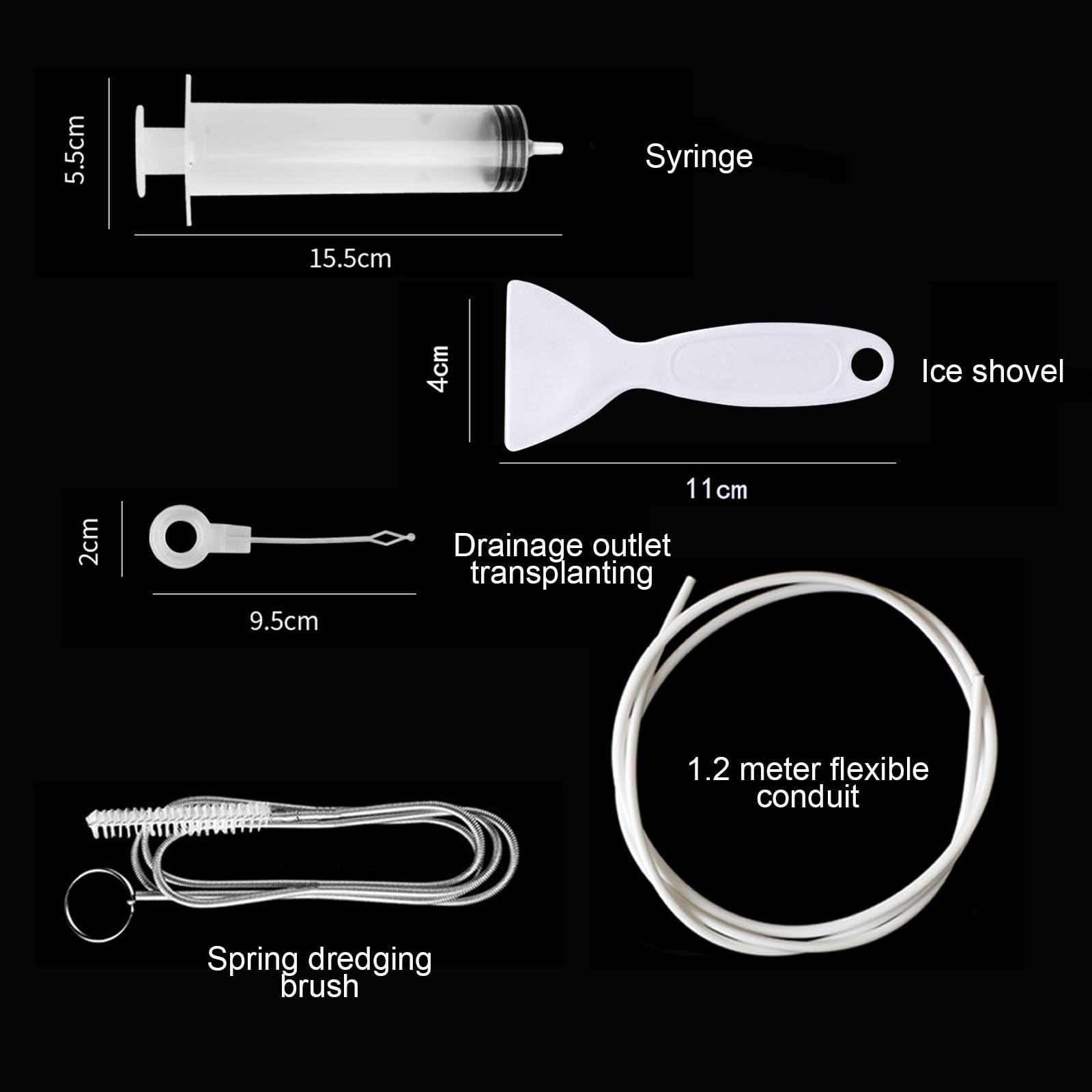 Set Di 10 Spazzole Per Frigorifero: Il Kit Completo Per La Pulizia Del Foro Di Scarico E Delle Zone Difficili! Include Spazzola A Spirale Flessibile Da 155 Cm, Siringa, Raschietto E Panno. Per Tutte Le Marche. - 5