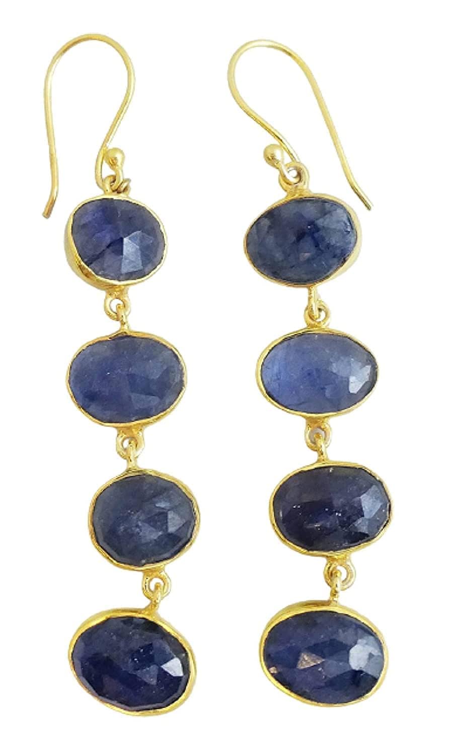 Pendientes de plata de ley con baño de oro de cianita