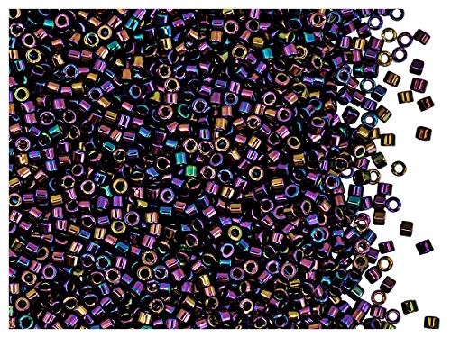 Miyuki Delica Rocailles, 11/0, 10g, Cuentas de la semilla de Vidrio japonesas en la Forma de Cilindro de 1.6x1.3 mm, Agujero de 0.8 mm, Purple Iris (Metallic Rainbow Violet) Cover