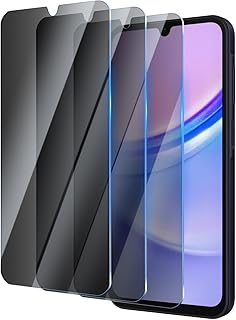 شاشة حماية تحمي خصوصية مصنوعة من زجاج مقوى مضاد للتجسس ومقاوم للخدوش بدرجة صلابة 9 ومتوافق مع سامسونج جالاكسي A15/A25 مقاس6.5 بوصة من يوكسيندز، عبوة من 3 قطع