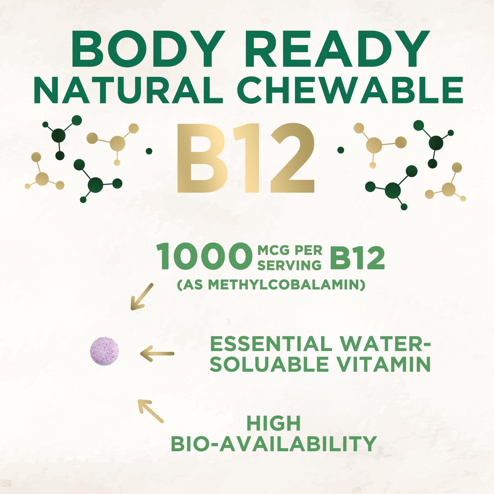 Vitamin B12 1000 mcg - Maximum Strength Methylcobalamin B-12 Chewable Tablet - Energy, Nervous System & Brain Support - Fast Dissolve, Natural Berry Flavor - Women & Men - Bottled in USA - 120 Tablets — Amazon image 3