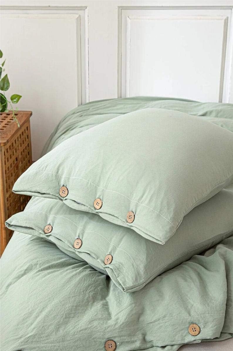 Cotton Duvet Cover in Sage Green Duvet Cover with Buttons King Queen Twin 100% Cotton Duvet Cover 3 Pcs Exclusive Duvet Cover Queen : Home & Kitchen