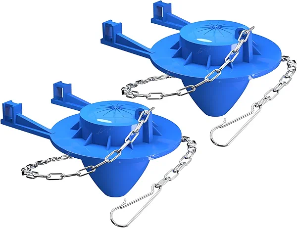 2-Pack Universal 2" Toilet Flapper Replacement Kit - Durable Rubber & Stainless Steel Chain (Blue)