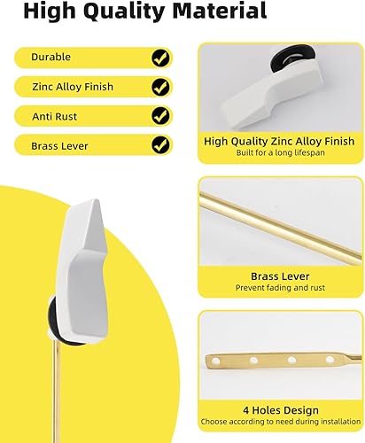 Miniatura 3 de Hibbent Reemplazo de manija de inodoro, manija de palanca de descarga para tanque de montaje frontal compatible con estándar americano, palanca de