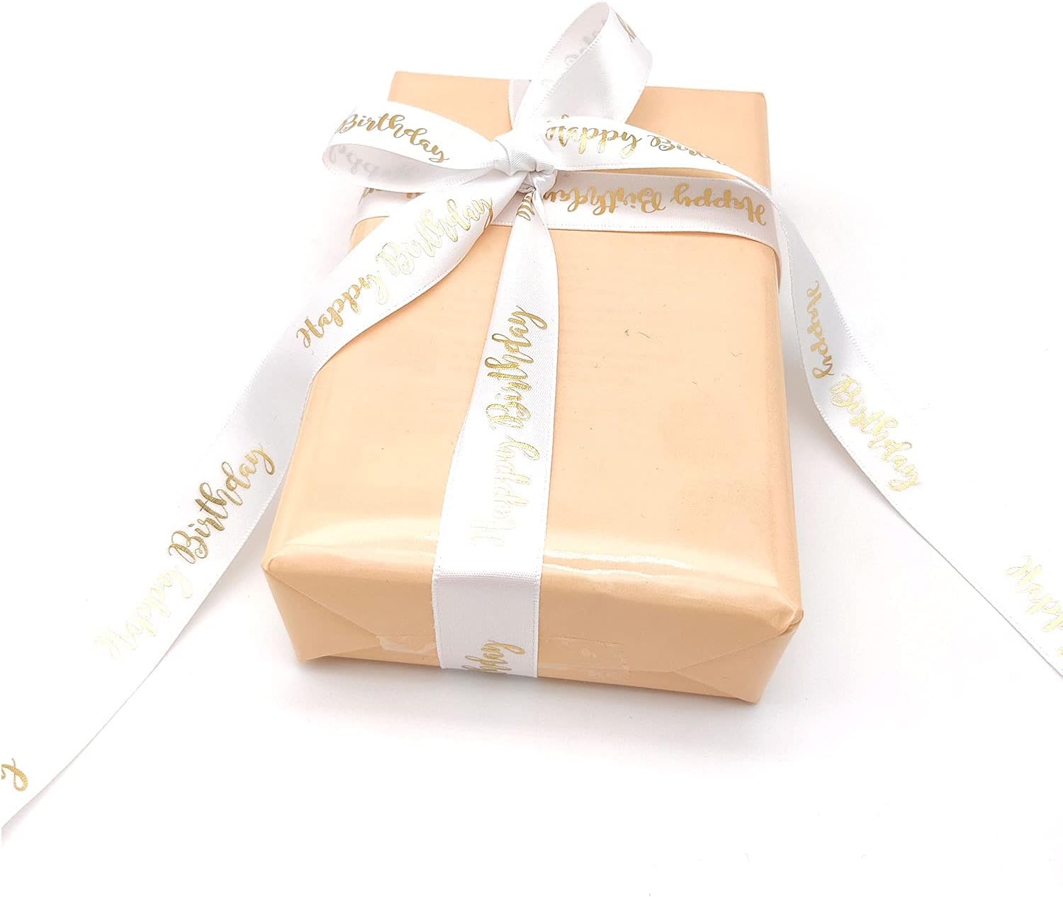 White Ribbon with Gold Writing - Happy Birthday - Birthday Decoration (White) … - Image 5