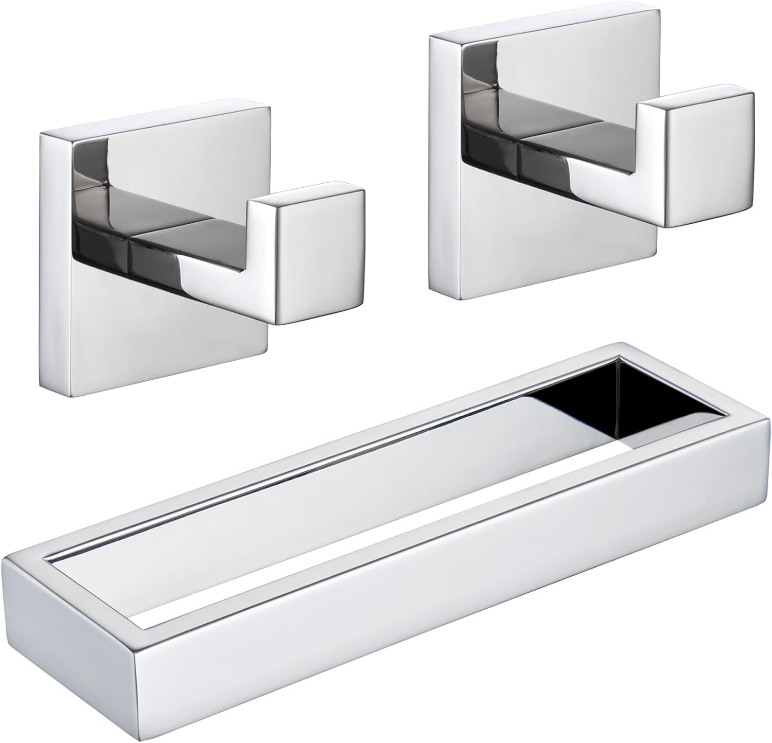 KOKOSIRI Bath Towel Hook Square Robe Hook Coat Hook Towel Ring Hand Towel Holder 9 Inch Towel Hanger Wall Mount Polished Chrome B1010CH-P2+B4008CH-L9