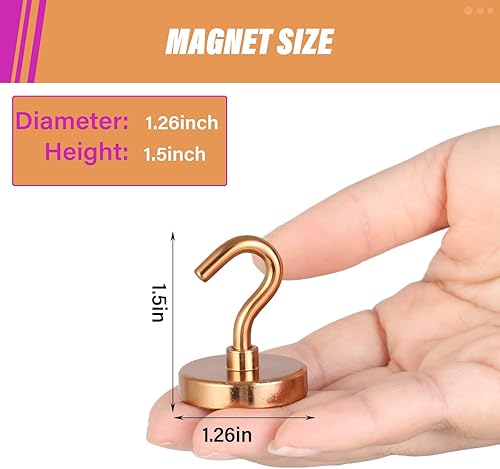 Vista 271 de NEOSMUK - Ganchos magnéticos de alta resistencia con imanes extrafuertes para colgar en refrigerador, crucero, cabinas o parrilla, color blanco