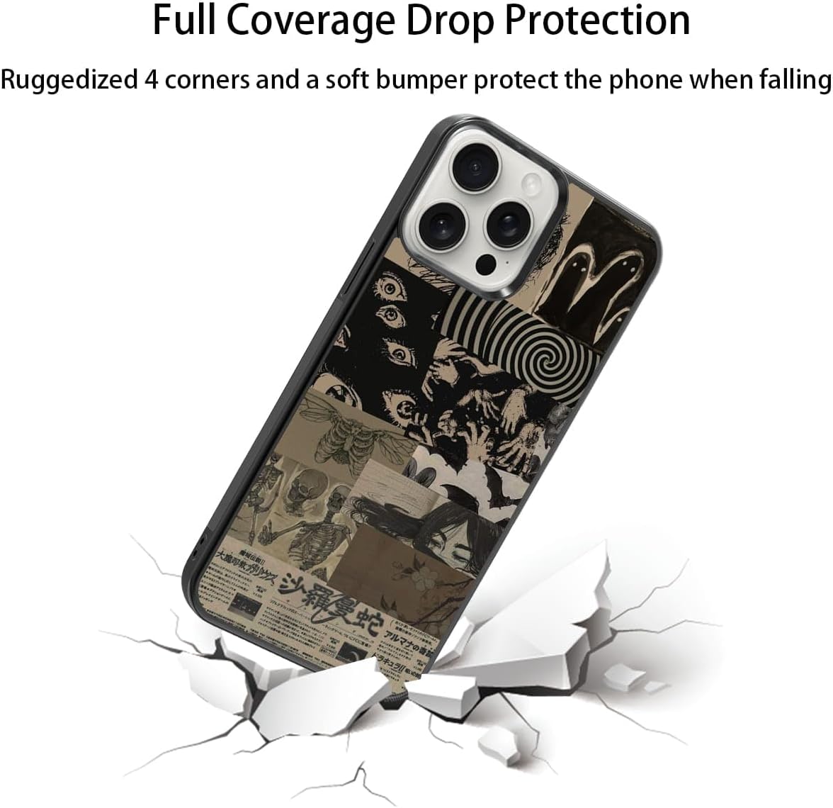 Vintage Japanese Phone Case Shockproof Protective Dark Aesthetic Collage Anime Phone Case for iPhone 15 Pro Max image 2