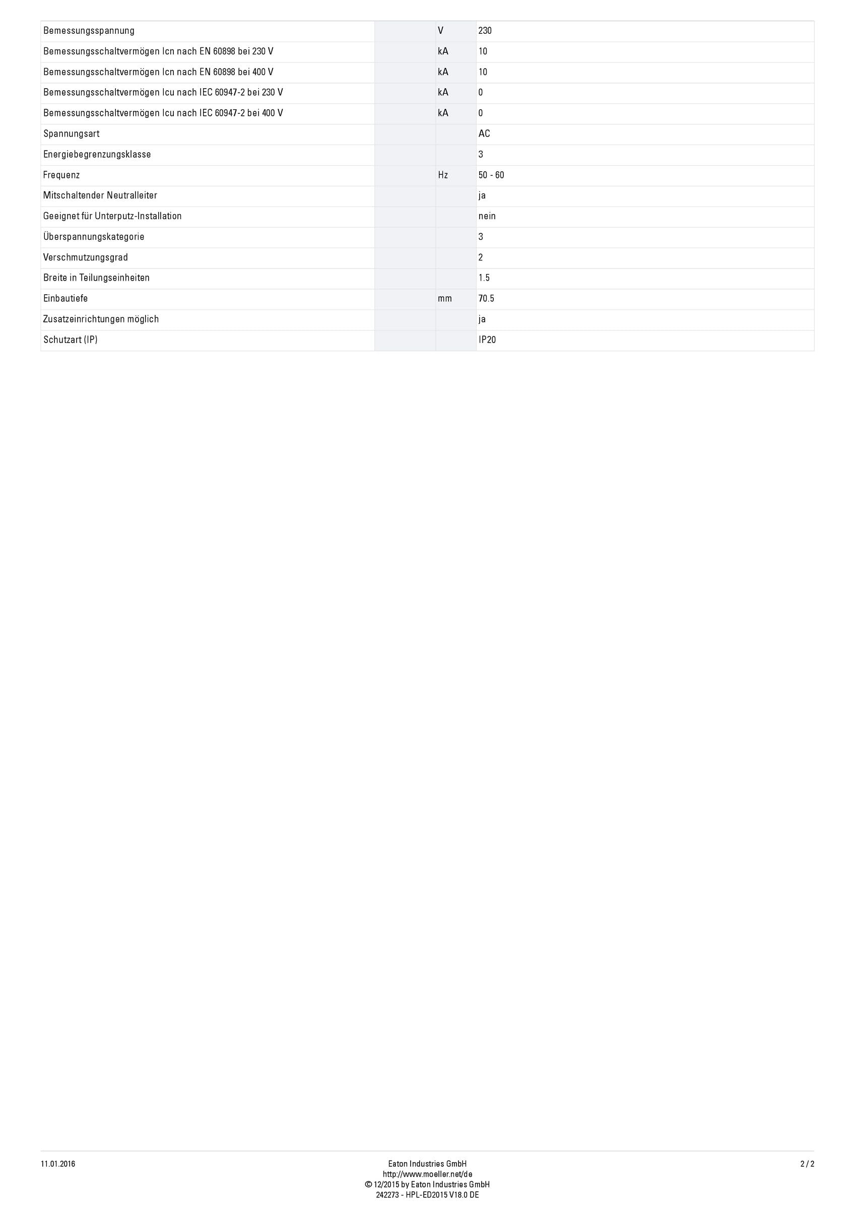 Eaton PLSM-C20/1N-MW Leitungsschutzschalter 20A 1P+N 1-polig+N C-Charakteristik LS-Schalter (242273 alt 244801)