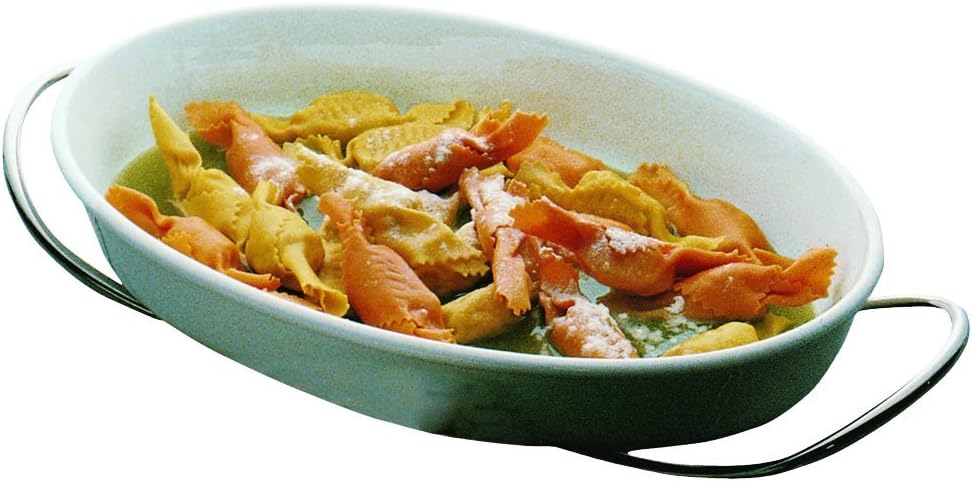 MEPRA Set for Pasta with Oval China Bowl - Silver Finish, Dishwasher Safe Serveware (290580)