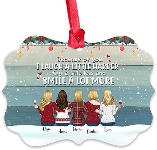 Vista 45 de Gossby Adorno personalizado para mejor amiga, regalo de Navidad personalizado con diseño, nombre, regalo de Navidad para mujeres, hermana del alma