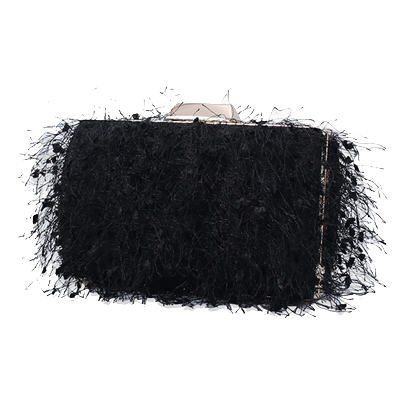 CORIOS Pochette da Sera Donna con Catena - Borsa a Spalla/Tracolla Elegante per Sposa, Cerimonia, Cocktail, Festa, Ballo - Nero