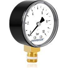 Pressure Gauge Water 0-10 Bar Pressure Gauge 1/4 Inch Compressed Air Lower Bracket Compressed Air 1/4 BSP Brass Connection