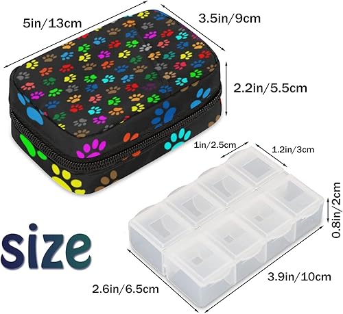 Miniatura 2 de Pet Paw Prints Pastillero organizador de pastillas pequeño dispensador de píldoras para viajes en casa, soporte de suplementos de viaje para perros