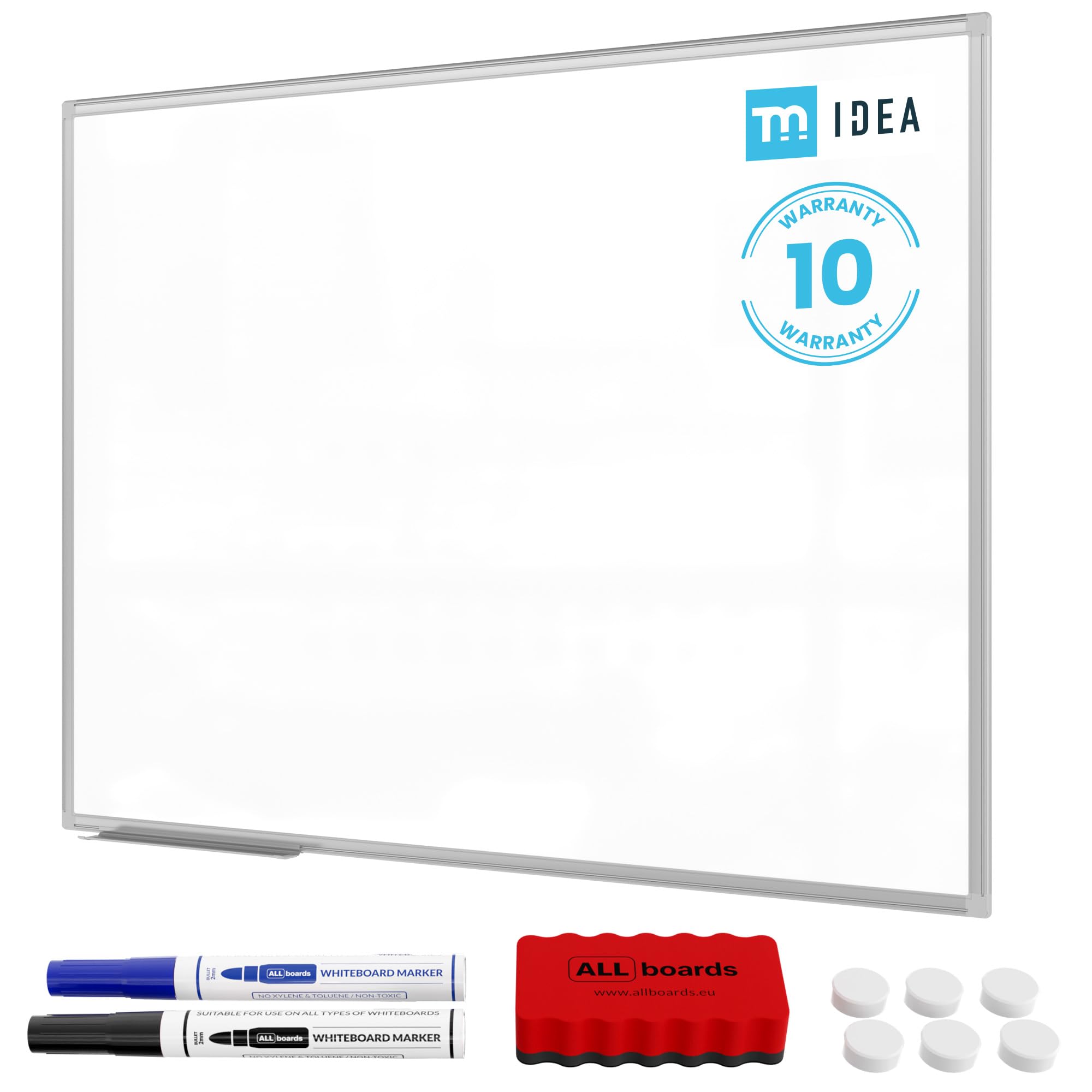 ALLboards Magnetic Dry-Wipe Whiteboard 60x40 cm in Aluminium Frame + Accessory Set – TM IDEA® Flex Series