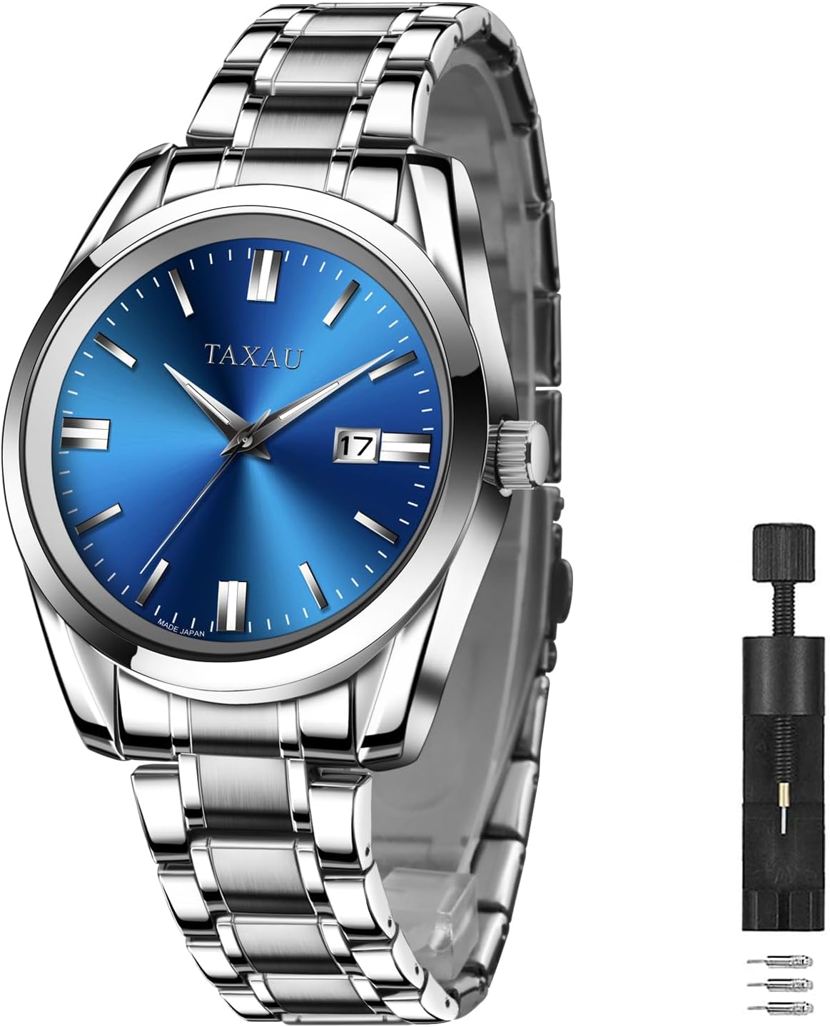 Mens Silver Watch Luxury Minimalist Dress Watch Classic Waterproof Watches for Men Analog Quartz Stainless Steel Men's Wrist Watches with Date Luminous Relojes para Hombres