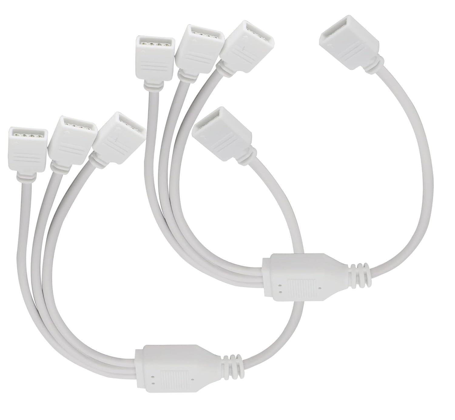 4 Pins Y-Splitter Cable 4 Pin Y Splitter LED Splitter Cable Flex LED Strip Connector for SMD 5050 3528 2835 RGB LED Light Strip [30cm/12inch] (White-3way)