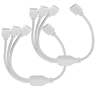 4 Pins Y-Splitter Cable 4 Pin Y Splitter LED Splitter Cable Flex LED Strip Connector for SMD 5050 3528 2835 RGB LED Light Strip [30cm/12inch/White-3way]