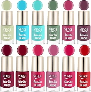 VERGE Colour Show Long Wear Nail Polish (Paraben Free & Non Toxic) (Pack Of 12 Combo) Chip Resistant & Quick Dry (Modern Color Range Combo) Autumn Twelve Cs12_54, Glossy Finish, 72ml-picture-34